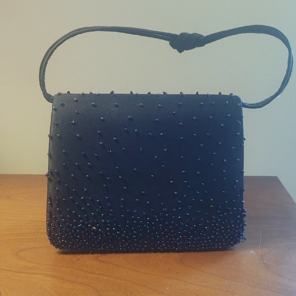 Chic Navy Blue Beaded Mini Bag